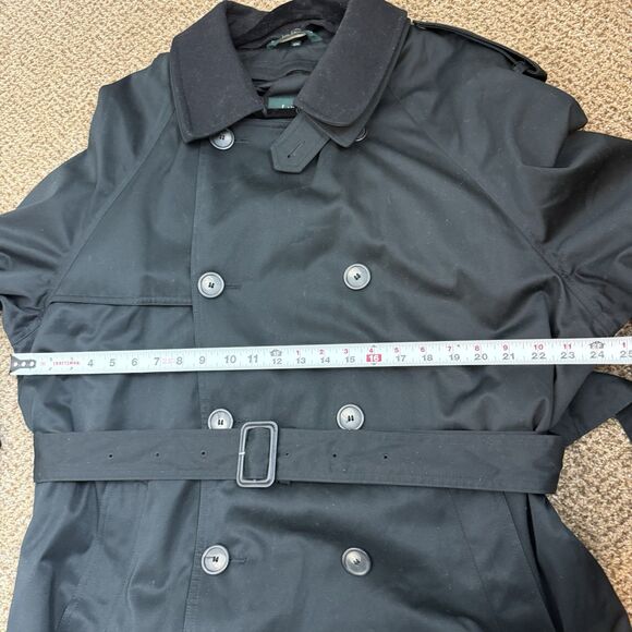 Lauren Ralph Lauren Black Trenchcoat Insulated Cotton Blend Belted Men’s Sz 42S - Picture 12 of 16